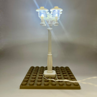 Lighting Kit, Quad Lamp Post, Double Connector (White Pole, White Light) ACCQHLA-W/W Light up kit United Brick Co®