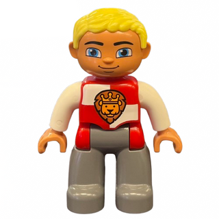 Duplo Figure Lego Ville, Male Castle, with Lion on Shield, 47394pb196 Minifigure LEGO®
