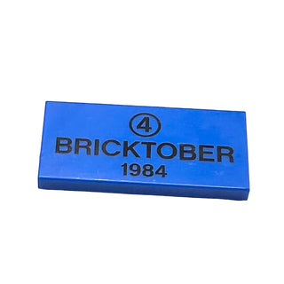 Tile 2 x 4 with Black Number 4 in Circle and 'BRICKTOBER 1984' Pattern, Part# 87079pb0013