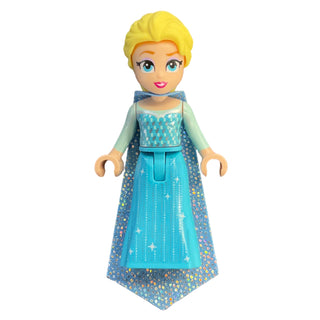 Elsa - Medium Azure Skirt, Medium Blue Long Narrow Glitter Cape, Open Mouth, dp197 Minifigure LEGO®