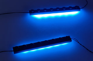 Double 1x8 LED Light Up Plates, DIY System, Reconnectable, LB1x8C2-LA Custom Parts United Brick Co® Blue/Blue