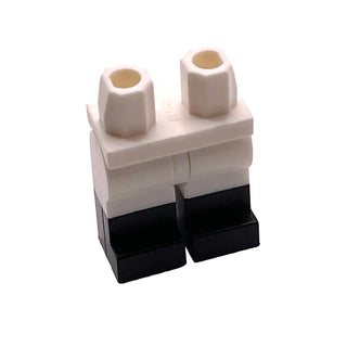 Minifigure Legs with Molded Black Lower Legs/Boots Pattern, Part# 970c00pb0411 Part LEGO® White