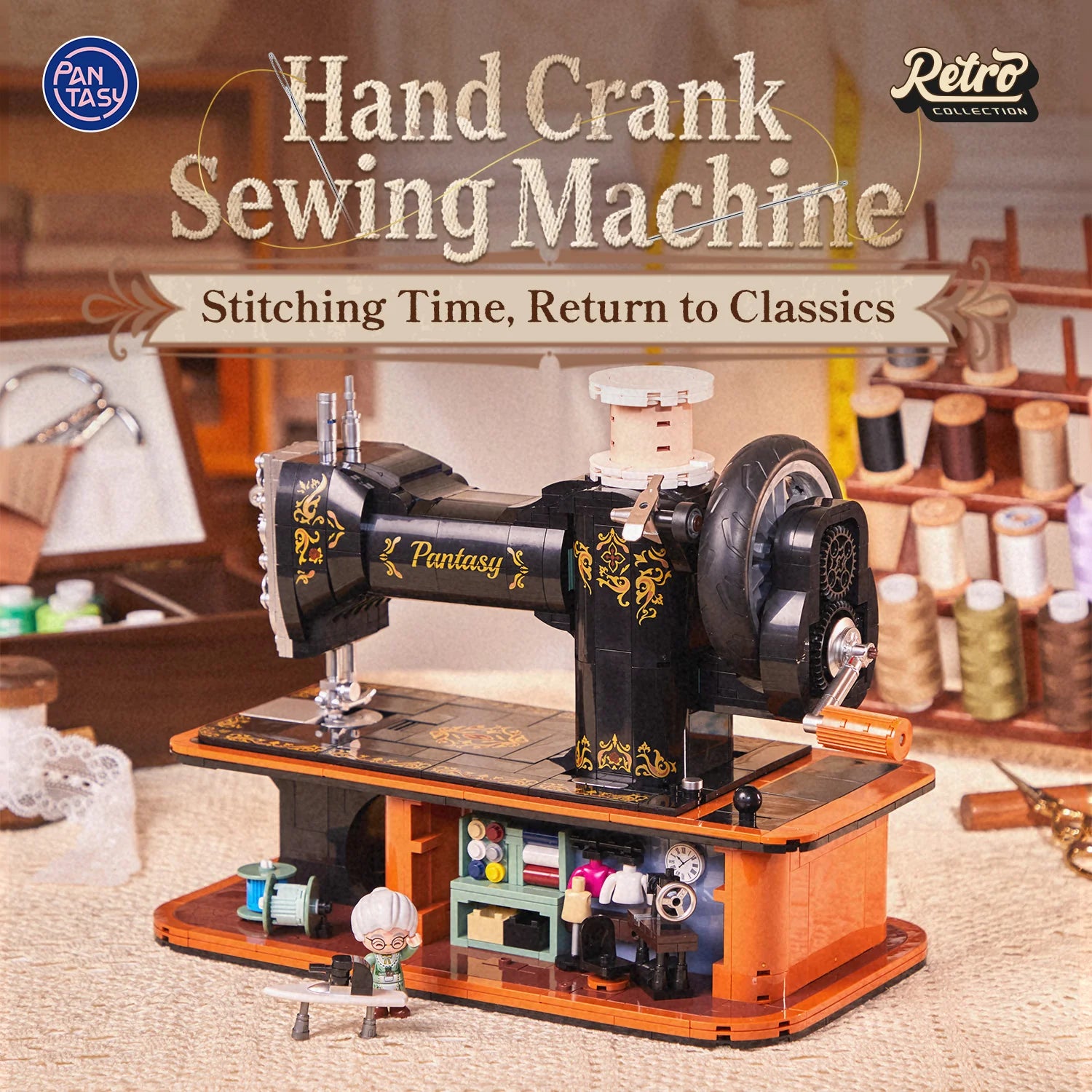 Hand Crank Sewing Machine, 85028 – United Brick Co® Hand Crank Sewing Machine, 85028 – United Brick Co®