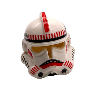 Minifigure, Headgear Helmet SW Clone Trooper Ep. 3 with Red Stripe and Mouth Markings Pattern, Part# 50995pb06 Part LEGO® White Very Good