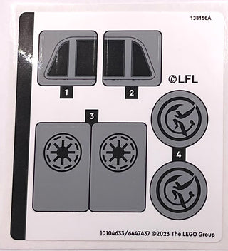 Sticker Sheet for Set Yoda's Jedi Starfighter, 75360-1 - (10104633/6447437), Part# 75360stk01 Part LEGO® Complete
