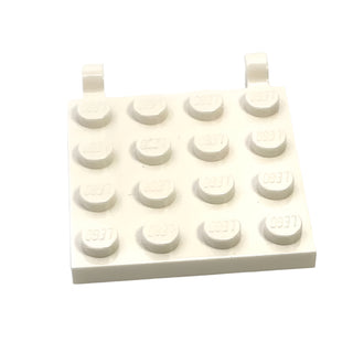 Plate, Modified 4x4 with 2 Open O Clips (Horizontal Grip), Part# 11399 Part LEGO® White