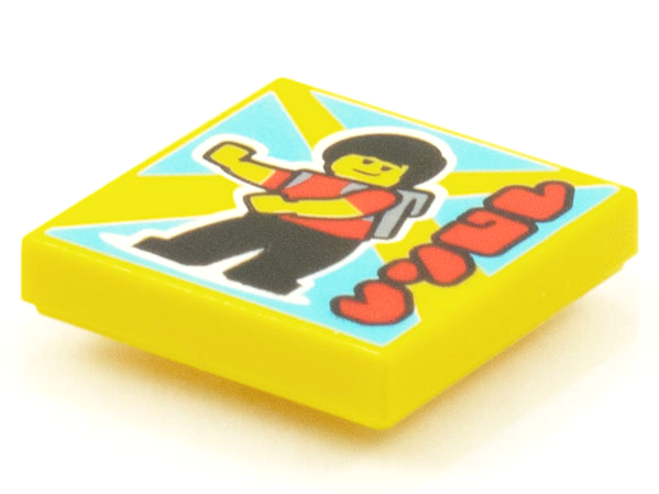 Tile 2 x 2 with Groove with BeatBit Album Cover - Minifigure with Backpack Dancing Pattern Item No: 3068bpb1557
