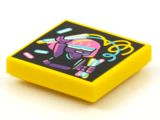 Tile 2 x 2 with Groove with BeatBit Album Cover - Dark Purple Girl with Glowsticks Pattern, 3068bpb1564  LEGO®   
