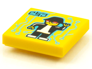 Tile 2 x 2 with Groove with BeatBit Album Cover - Minifigure Dancing Robot with Medium Azure Circuitry Pattern, 3068bpb1593  LEGO®   