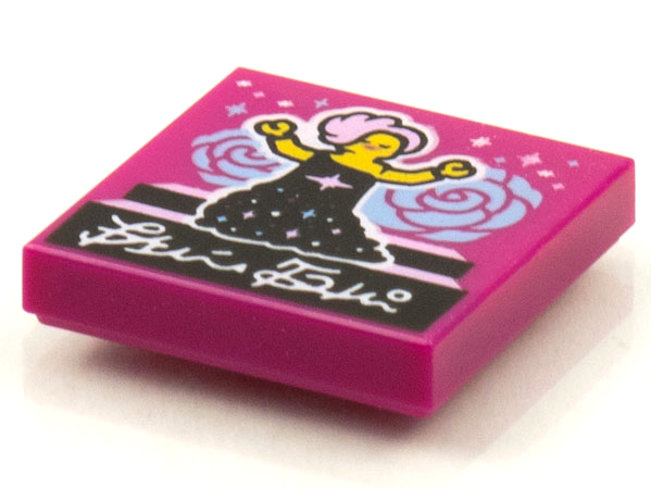 Tile 2 x 2 with Groove with BeatBit Album Cover - Singer with Pink Hair in Black Dress Pattern, 3068bpb1601