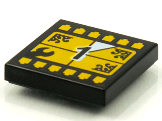 Tile 2 x 2 with Groove with BeatBit Album Cover - Yellow TV Screen Countdown Number 1 Pattern, 3068bpb1603  LEGO®   