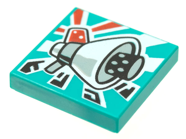 Tile 2 x 2 with Groove with BeatBit Album Cover - Megaphone Loudhailer Space Gun Pattern, 3068bpb1642