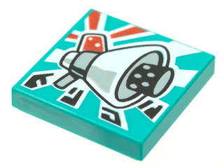 Tile 2 x 2 with Groove with BeatBit Album Cover - Megaphone Loudhailer Space Gun Pattern, 3068bpb1642  LEGO®   