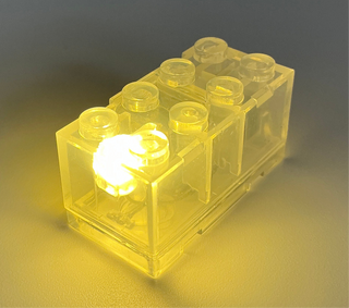 Light-Up 2x4 Brick, Battery Operated, CB2x4 & LB2x4 Custom Parts United Brick Co® Clear/Yellow