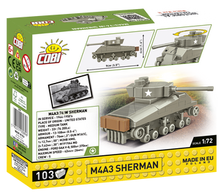 COBI M4A3 Sherman Tank 1:72 Scale: Set #3089 Cobi Kit Cobi Toys