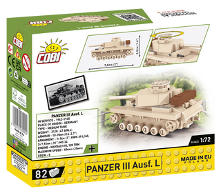 COBI Panzer III Ausf. L Tank 1:72 Scale: Set #3090 Cobi Kit Cobi Toys