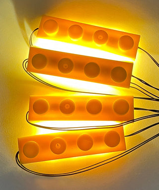Daisy-Chained 1x4 LED Light Up Plates, DIY System, Reconnectable, LB1x4C4-LA Custom Parts United Brick Co® Amber/Yellow
