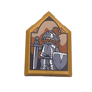 Harry Potter Portrait with Sir Cadogan Pattern, (Tile, Modified 2x3 Pentagonal), Part# 22385pb326 Part LEGO® Pearl Gold