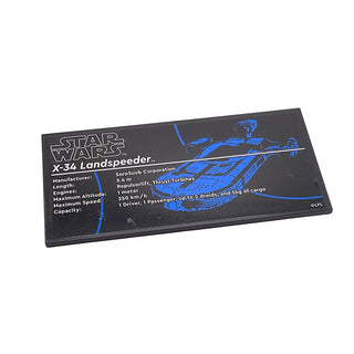 Tile 8 x 16 with Bottom Tubes, Textured Surface with Star Wars x-34 Landspeeder Pattern (Sticker) Part LEGO® Black Very Good