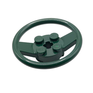 Vehicle, Steering Wheel with 2x2 Center and Axle Hole, Part# 67811 Part LEGO® Dark Green