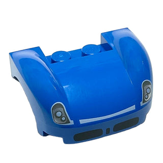 Vehicle, Mudguard 3 x 4 x 1 2/3 Curved Fenders with Silver Headlights, White Trim and Black Air Intakes Pattern, Part# 18051pb002 Part LEGO® Blue