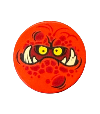 Tile, Round 2 x 2 with Bottom Stud Holder with Globlin Face with Large Teeth Pattern, Part# 14769pb088 Part LEGO®