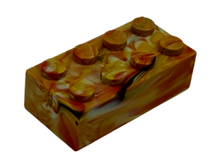 Red, Yellow, White & Black Marbled, 1970's Grangemouth Test 2x4 LEGO® Brick Part LEGO®