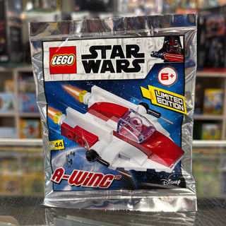 LEGO Star Wars A-wing mini foil pack with red and white spacecraft, limited edition set 912060.