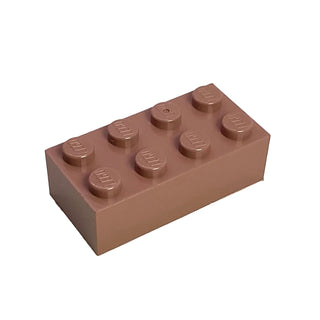 Brown rectangular brick with eight studs arranged in two rows of four.
