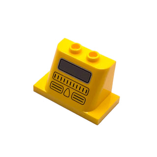 Windscreen 2 x 3 x 2 with 2 x 4 Base with Grille and Window Pattern, Part# 93598pb03 Part LEGO® Yellow