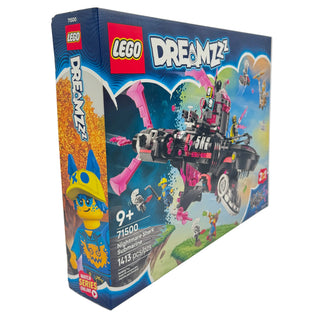 LEGO Dreamzzz set box 71500 featuring black and pink shark submarine with minifigures and accessories.
