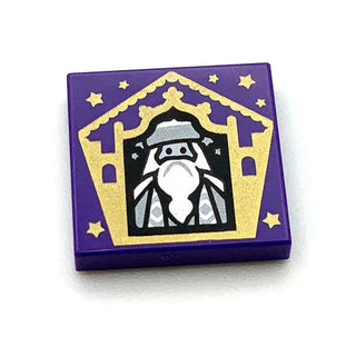 Tile Decorated 2x2 with Chocolate Frog Card Albus Dumbledore Gold Pattern, Part# 3068bpb1743 Part LEGO® Dark Purple  