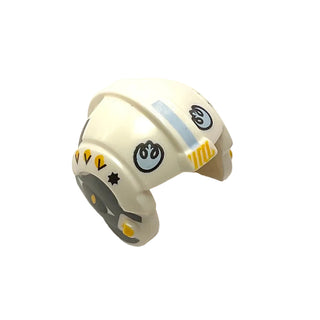 Minifigure, Headgear Helmet SW Rebel Pilot with Bright Light Blue Rebel Alliance Symbol and Dark Bluish Gray Sides Pattern, Part# x164pb21 Part LEGO® White Very Good
