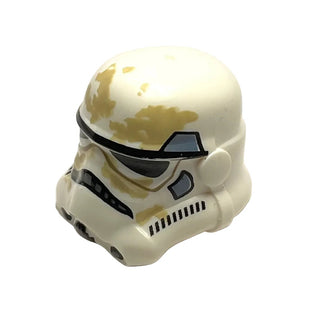 Minifigure, Headgear Helmet SW Stormtrooper, 2 Chin Holes, Sand Blue Marks and Tan Dirt Stains Pattern (Sandtrooper), Part# 30408pb08 Part LEGO® White Very Good