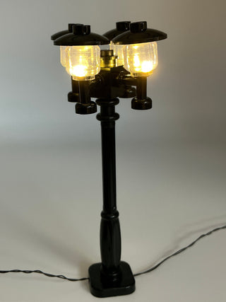 Light-Up Black Quad Lamp Post, DIY System, Reconnectable, ACCQH-LA Light up kit United Brick Co® Amber Light