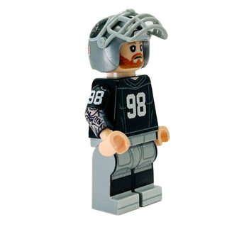 #98 Crosby DE Las Vegas Football Player Minifig made using LEGO parts - B3 Customs Custom minifigure B3 Customs