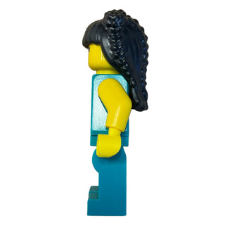 Lunar New Year Parade Participant - Ornate Dark Turquoise Costume, Black Long Hair, hol316 - LEGO® Holiday Minifigure