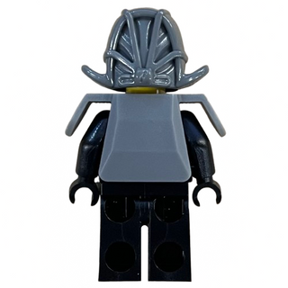 LEGO Ninjago minifigure with gray helmet, gray torso, and black legs.