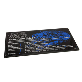 Tile 8x16 with Bottom Tubes, Textured Surface with Star Wars Millennium Falcon UCS 2nd Edition Pattern (Sticker), Part# 90498pb32