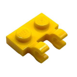 Plate, Modified 1x2 with 2 Open O Clips (Horizontal Grip), Part# 60470b Part LEGO® Yellow
