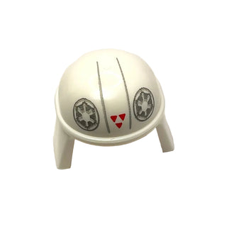 Minifigure, Headgear Helmet SW Imperial Pilot with Dark Bluish Gray Imperial Logos, Red Triangles and Light Bluish Gray Lines Pattern, Part# 57900pb01 Part LEGO® White Very Good