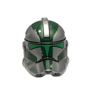 Minifigure, Headgear Helmet SW Clone Trooper (Phase 2) with Dark Green Pattern (Commander Gree), Part# 11217pb06 Part LEGO® Flat Silver Very Good