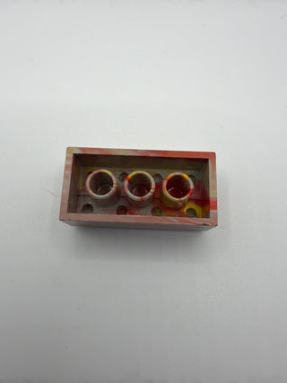 Gray, Red, Yellow, Orange, Marbled, 1970's Grangemouth Test 2x4 LEGO® Brick Part LEGO®