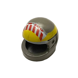 Minifigure, Headgear Helmet Motorcycle (Standard) with SW Red Stripe Pattern Large (A-Wing), Part# 2446pb02a Part LEGO® Dark Gray Very Good