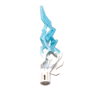 Hero Factory Weapon Accessory, Flame / Lightning Bolt with Axle Hole with Marbled Trans-Light Blue Pattern, Part# 11302pb02 Part LEGO® White