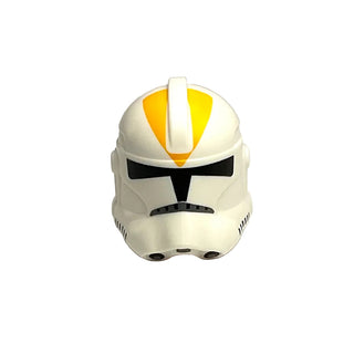 Minifigure, Headgear Helmet SW Clone Trooper (Phase 2) with Black Visor and Bright Light Orange 212th Attack Battalion Markings Pattern, Part# 11217pb03 Part LEGO® White Very Good