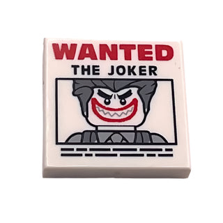 Tile 2x2 with 'WANTED THE JOKER' Poster Pattern, Part# 3068pb1044 Part LEGO® White