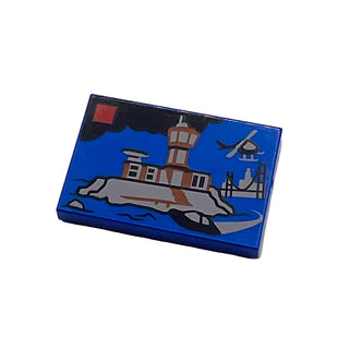 Tile 2 x 3 with LEGO® City Set 60419 Police Prison Island Box Art Pattern, Part# 26603pb437 Part LEGO® Blue