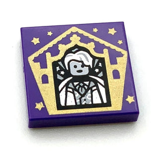 Tile Decorated 2x2 with Chocolate Frog Card Gilderoy Lockhart Pattern, Part# 3068pb1747 Part LEGO® Dark Purple  