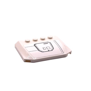 Wedge 4 x 6 x 2/3 Triple Curved with SW X-wing Hull Plates Right Side Pattern (Sticker), Part# 52031pb156R Part LEGO® White Very Good